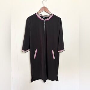 Peace of Cloth black shift dress size SM 1/2 sleeve crewneck